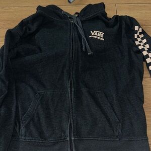 Vans Black Hoodie with Checkered Sleeve
